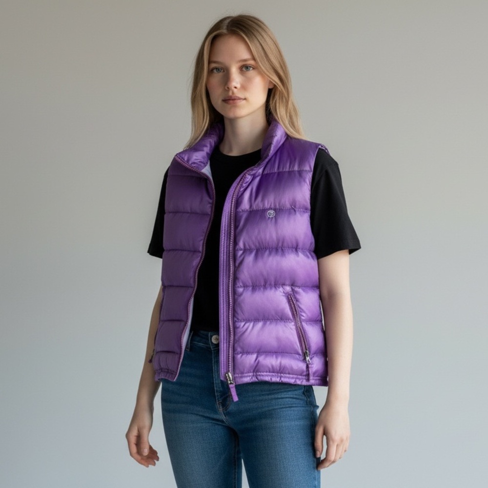 90s Duck Head Purple Down Puffer Vest Small S | Retro Quilted Gorpcore Vintage